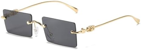 

Солнцезащитные очки без оправы прямоугольной формы для женщин и мужчин, оттенки чайного синего с градиентом, защита от ультрафиолета UV400, ретро-очки без оправы MTZJH, 1