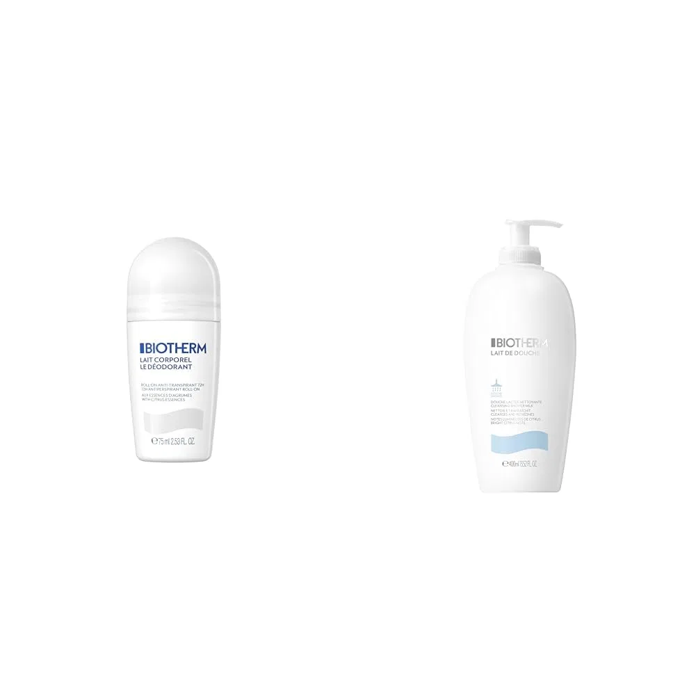 Набор Biotherm: роликовый дезодорант Lait Corporel 75 мл + гель для душа Lait de Douche 400 мл Biotherm