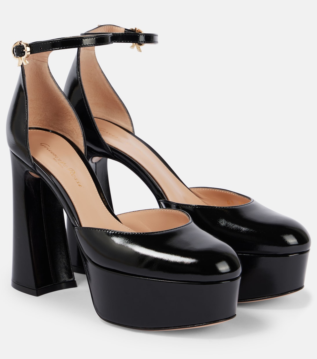 Туфли-лодочки Bessie 100 из лакированной кожи на платформе Gianvito Rossi, черный