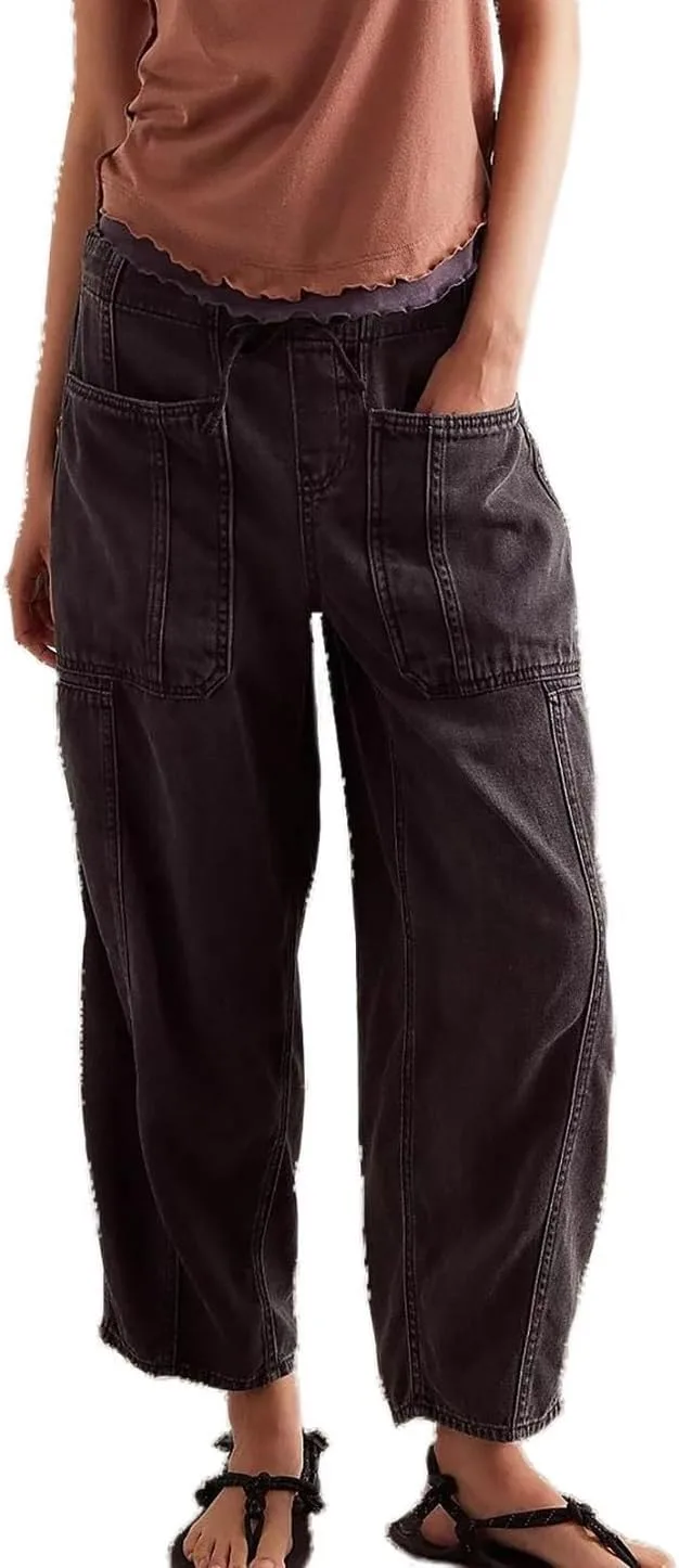 

Женские бочкообразные джинсы с эластичным поясом