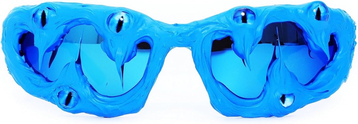 

Солнцезащитные очки Y2K с оправой и защитой от капель клея для женщин и мужчин, овальной формы, модные, стильные, для Хэллоуина и вечеринки, с защитой от УФ-излучения UV400 mincl, Blue