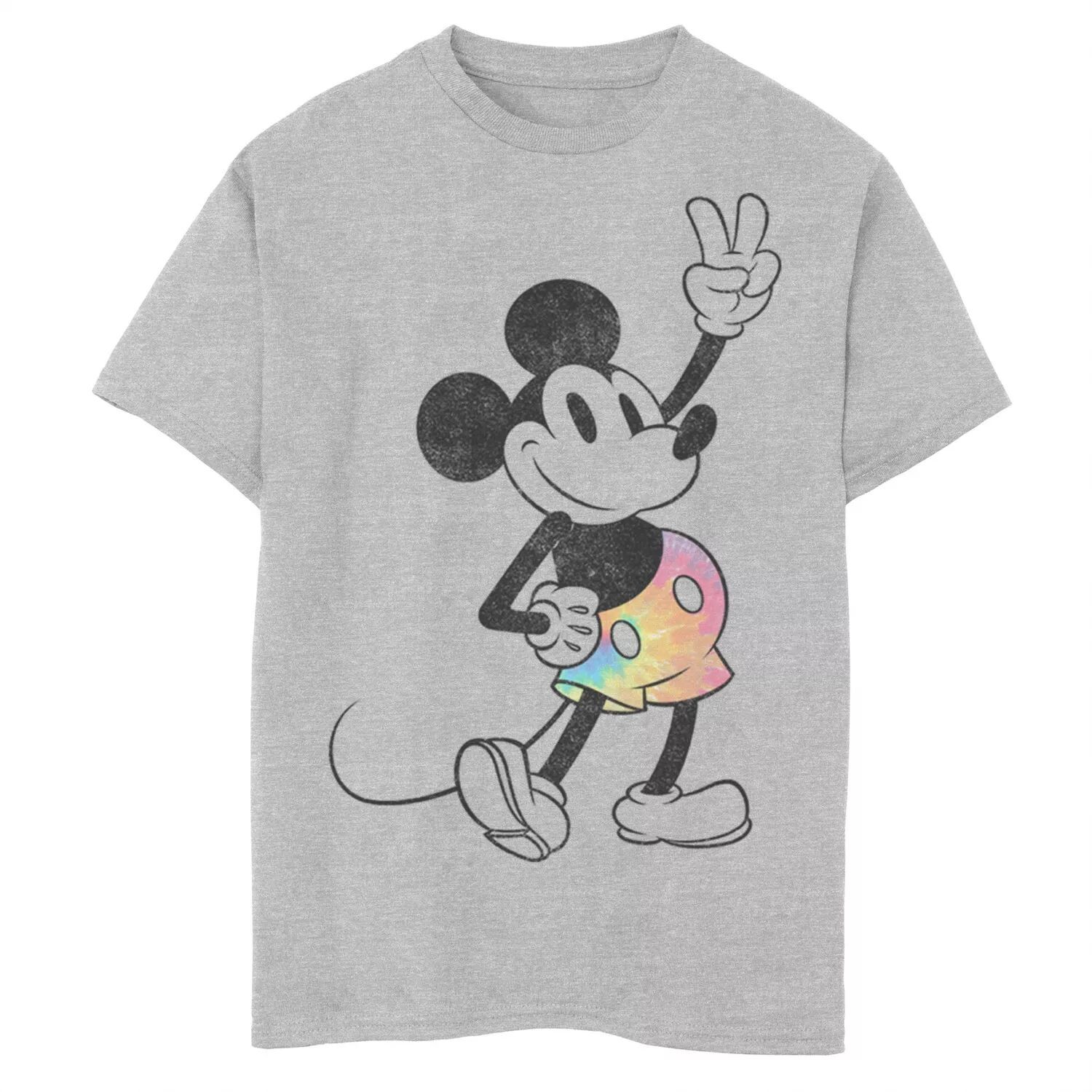 

Короткая футболка с рисунком Микки Мауса Disney для мальчиков 8–20 лет со знаком мира и радужным рисунком Disney