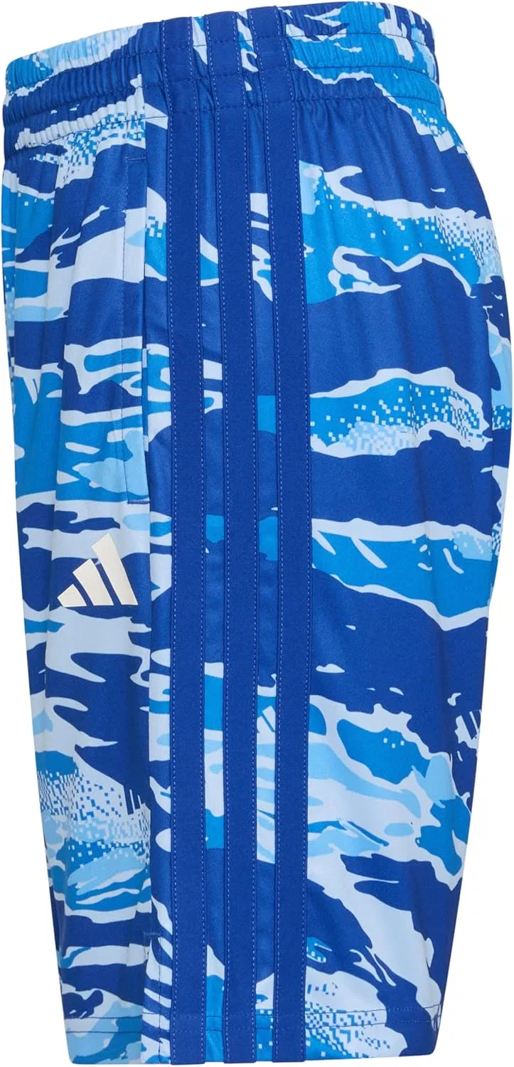 Детские шорты Adidas AOP Tiger Camo с тремя полосками, Team Royal Blue — фото 4