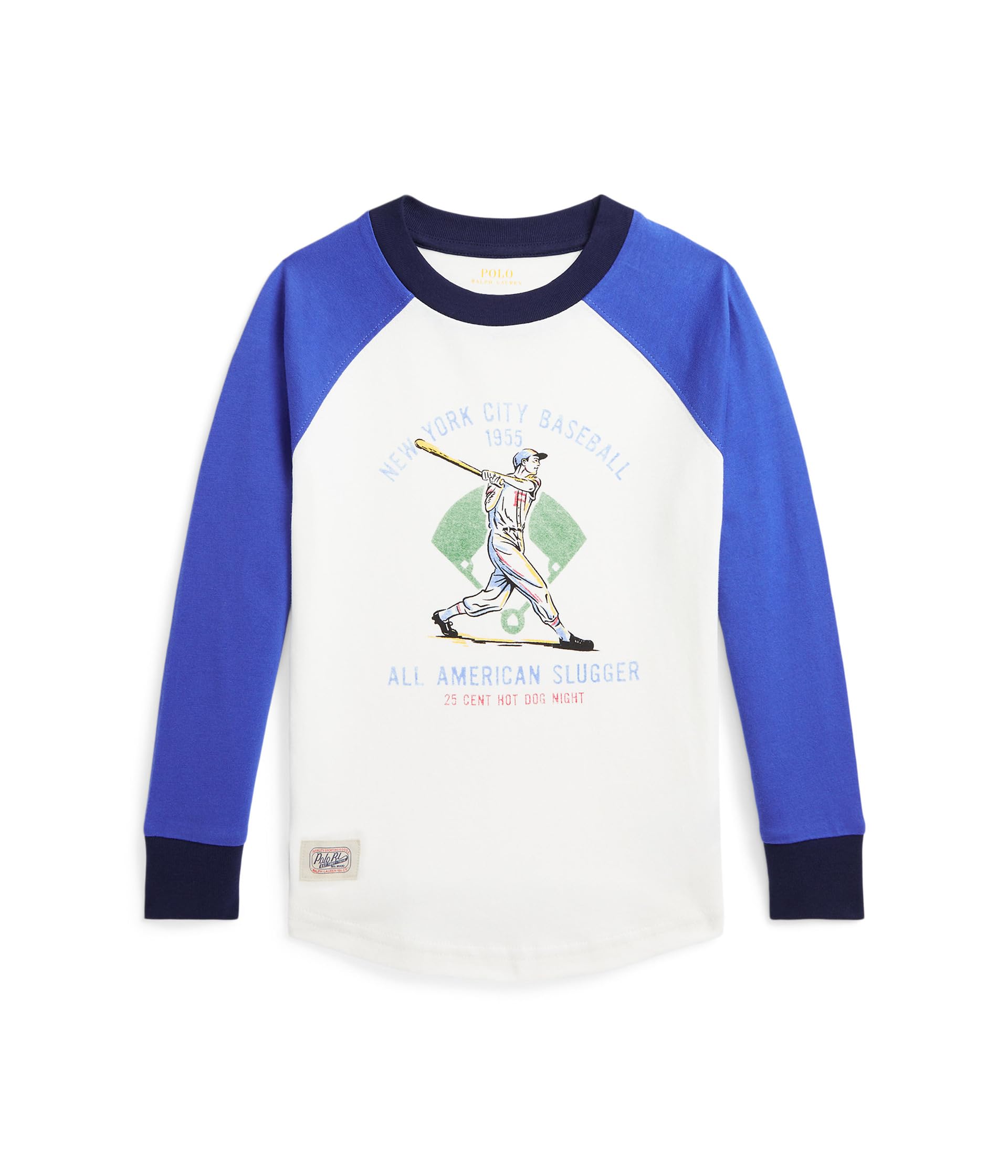 

Футболка Polo Ralph Lauren Kids Baseball-Print Cotton Jersey Tee, цвет Paper White