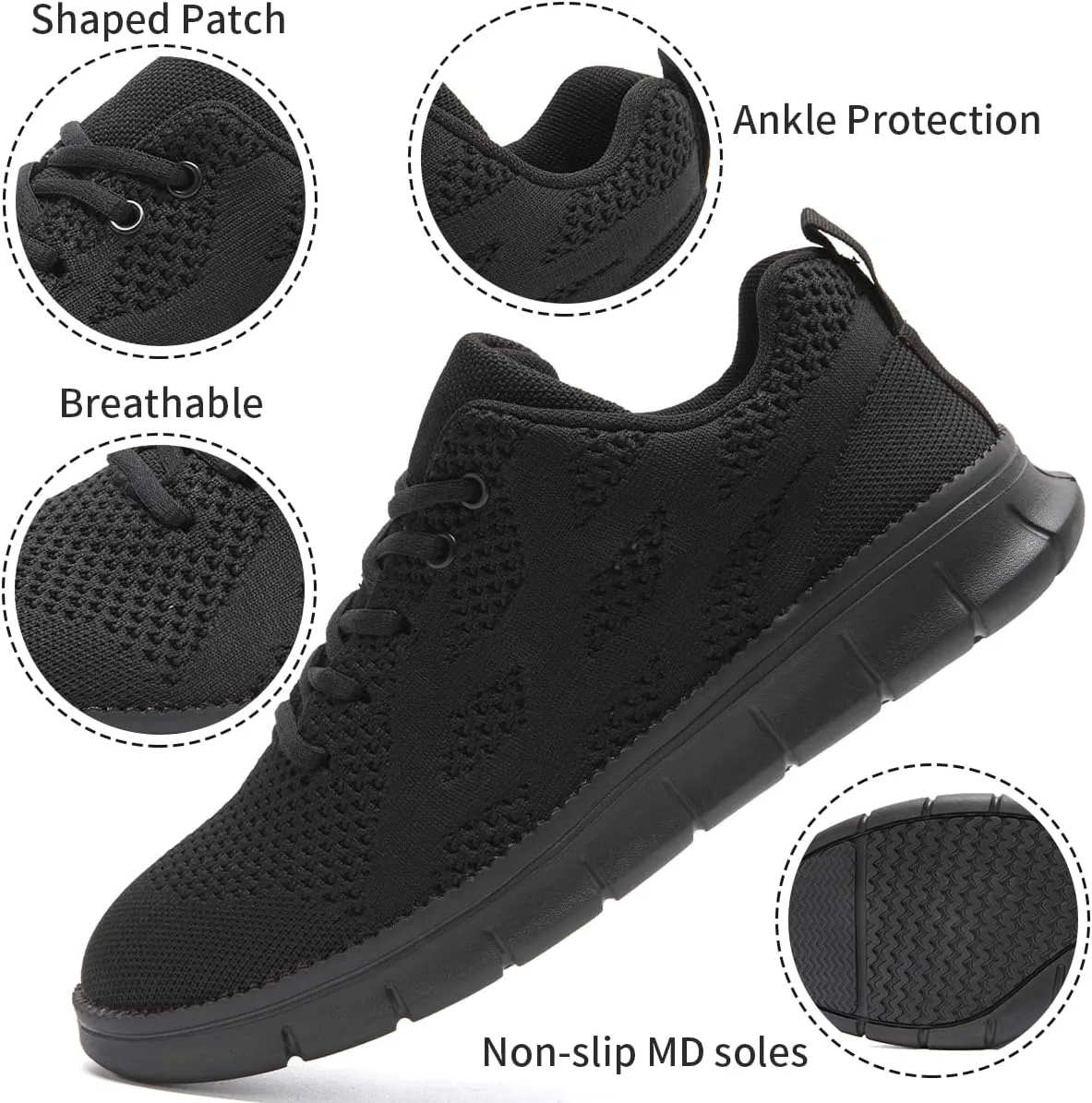 

Мужские кроссовки WYGRQBN Легкие дышащие слипоны для бега, тренировок в зале, тенниса и повседневной моды, черный