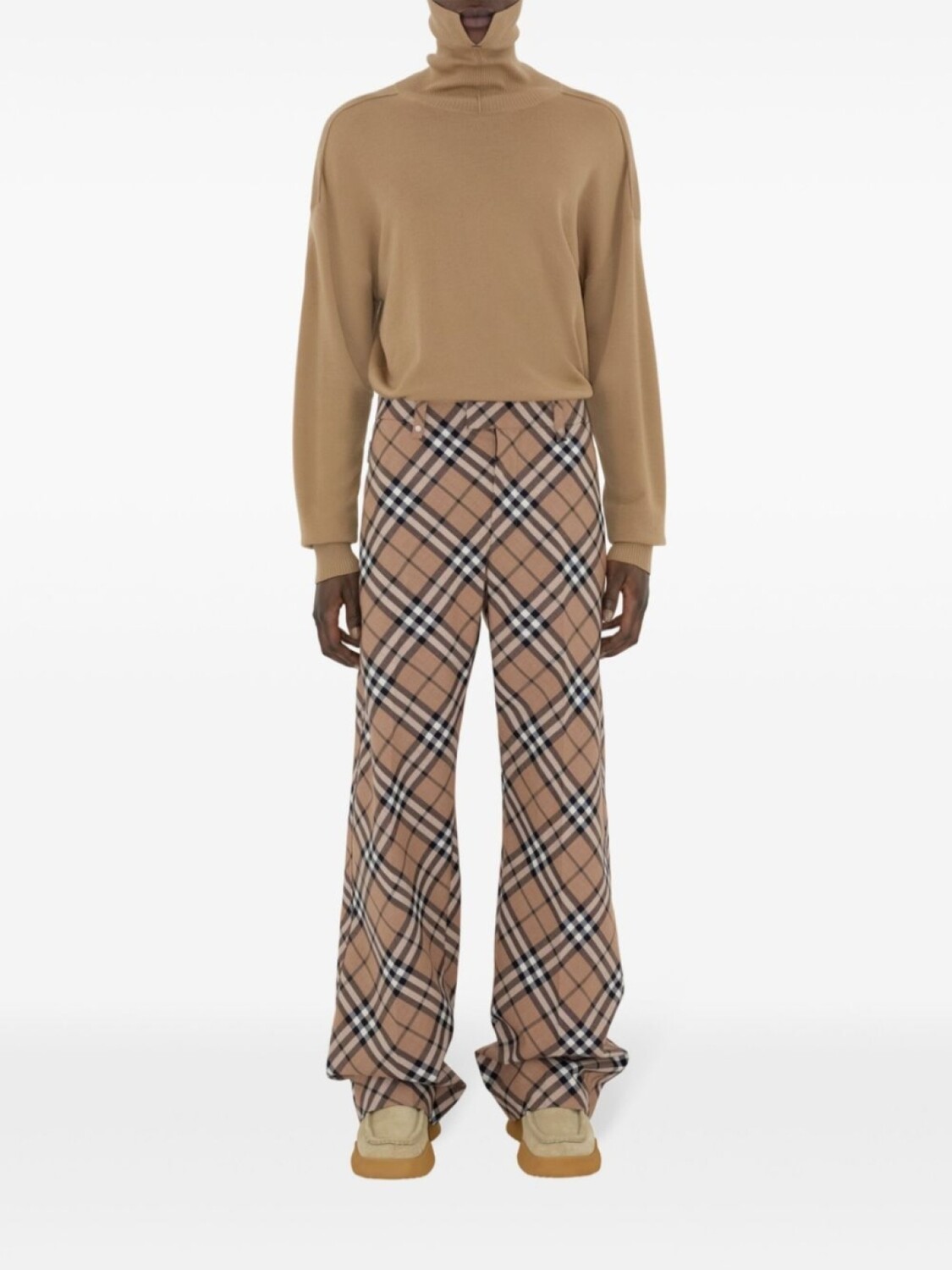 Брюки Burberry клетчатые строгого кроя, нейтральный цвет — фото 2