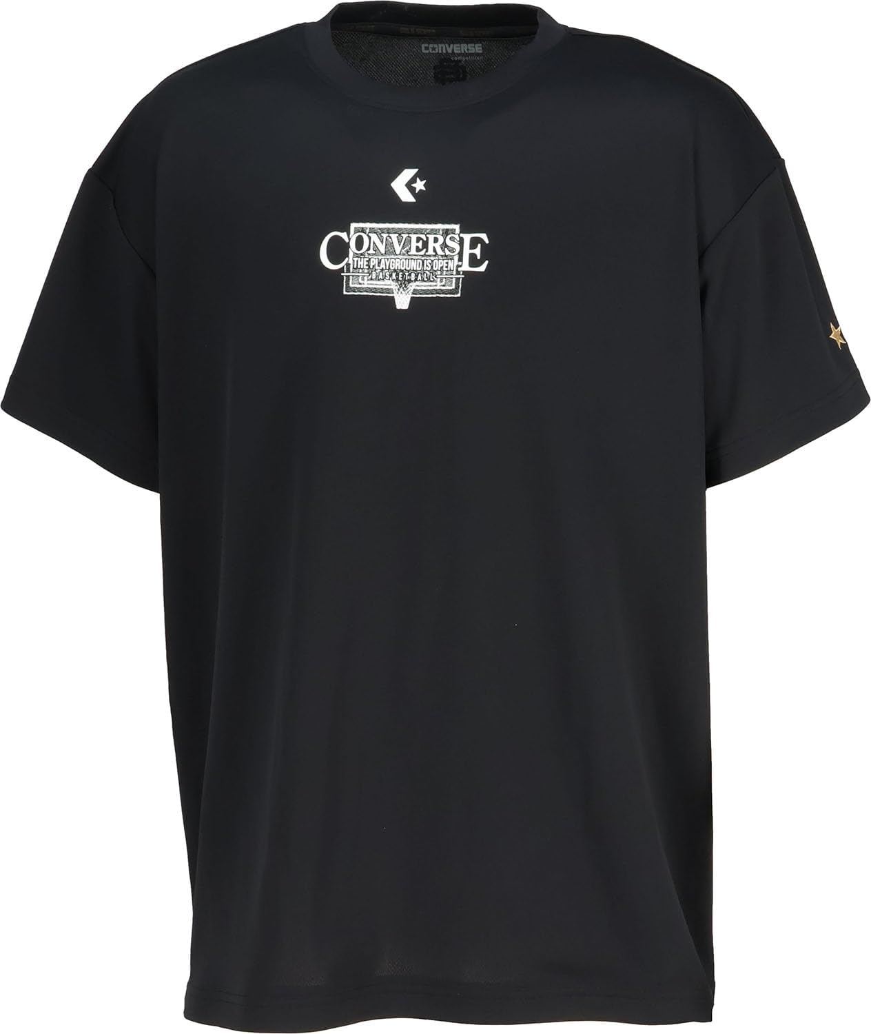 

Баскетбольная футболка Converse с коротким рукавом, принт Gold Series, влагоотводящая, быстросохнущая, унисекс, CBG252351, черный