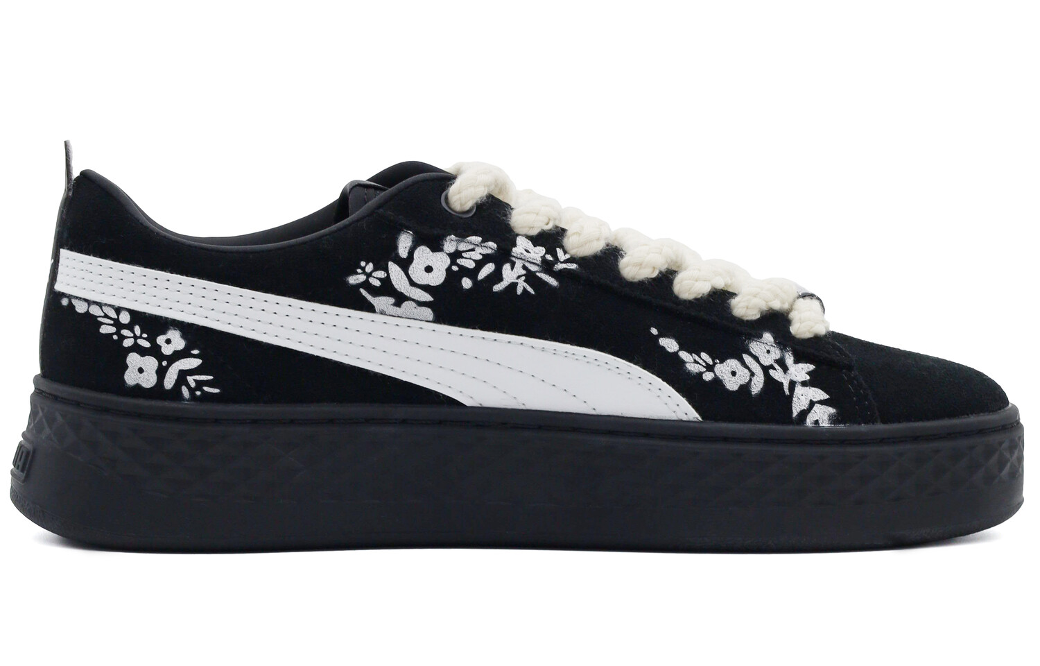 

Кроссовки Puma Smash Platform Skateboarding Shoes Women's Low-top Black/white, черный