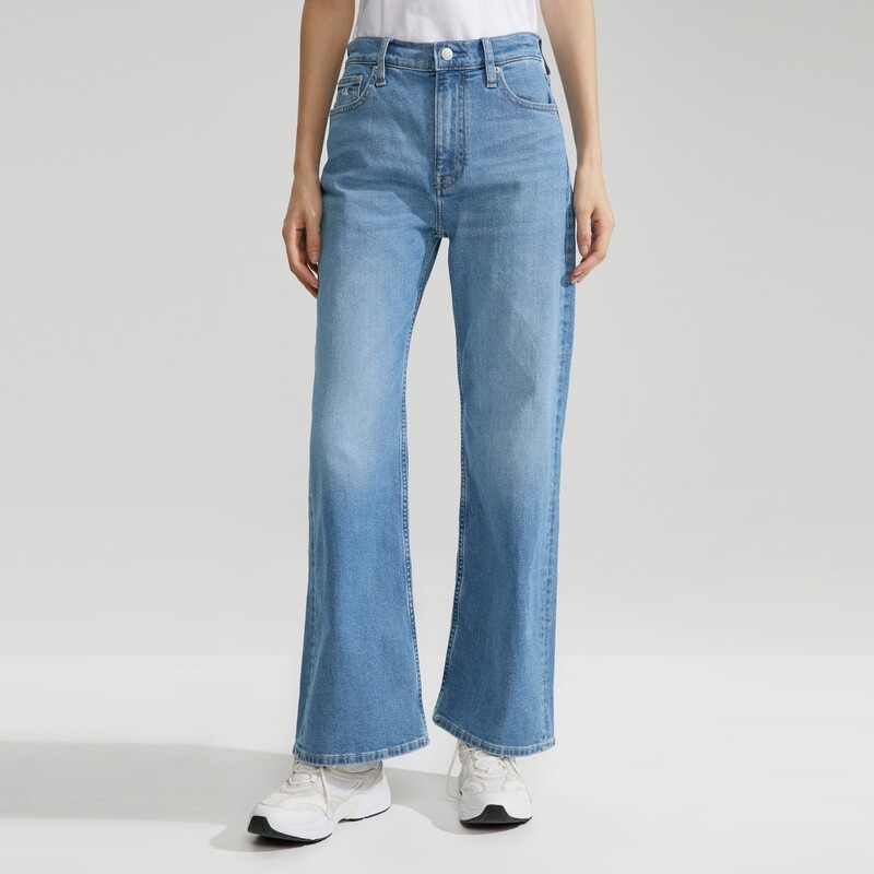 

Джинсы широкие женские Calvin Klein Jeans с высокой талией, светло-голубой