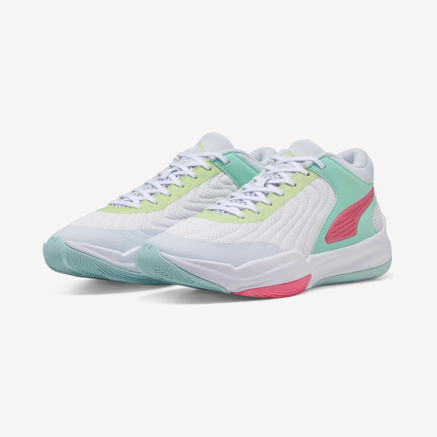 DECATHLON Детские баскетбольные кроссовки PUMA Court Pro белые/зелёные — фото 2