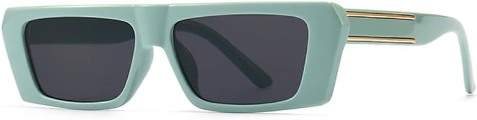 

Солнцезащитные очки MUTYNE Retro Small Rectangle для женщин, модные, серые с градиентом, защита от УФ-излучения UV400; для мужчин, квадратные, с желтой полосой, Cyan Gray