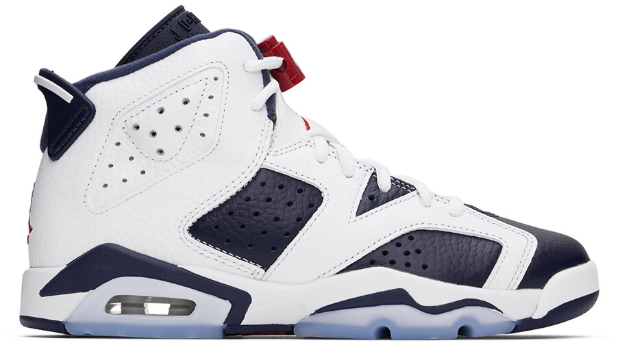

Большие детские белые и темно-синие кроссовки Air Jordan 6 Retro Nike Jordan
