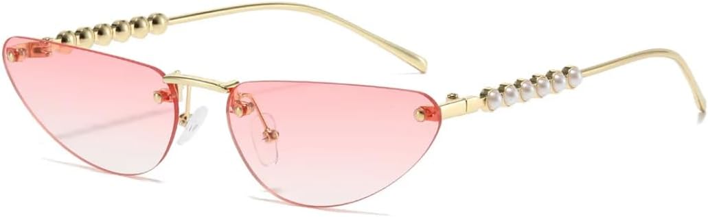 

Солнцезащитные очки с защитой UV400 | Без оправы "кошачий глаз" с градиентным покрытием | Для женщин и мужчин, для занятий спортом на открытом воздухе и вождения DSVIGF, Gold Pink