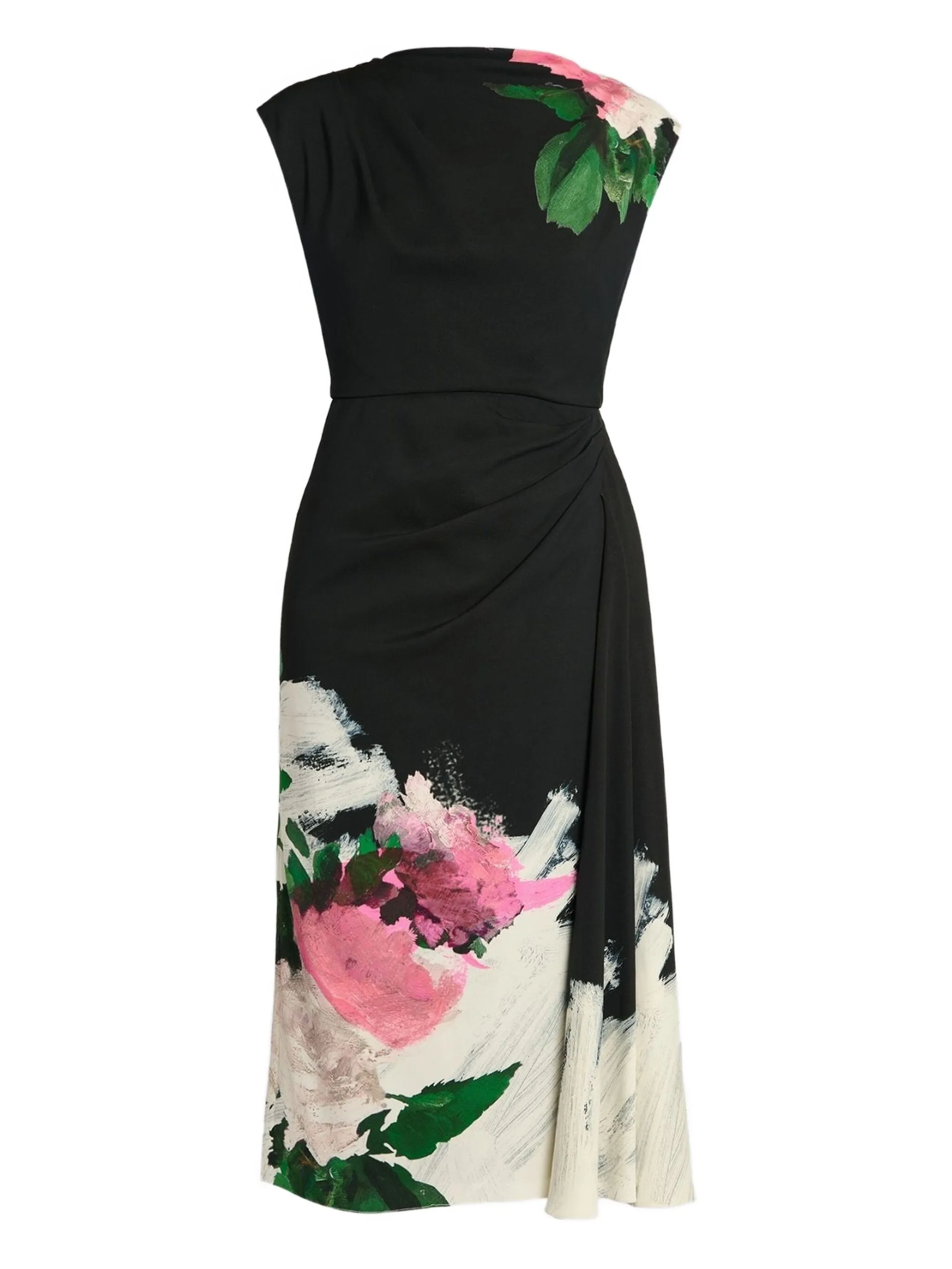 

Платье миди с цветочным принтом Erdem, черный