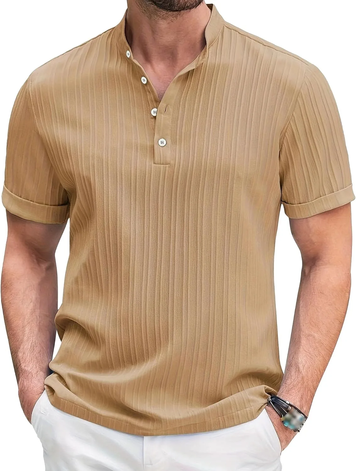 

Мужская винтажная хлопковая рубашка-поло в полоску свободного кроя Maiyifu-GJ