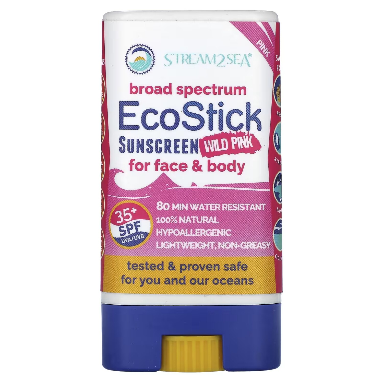 

Солнцезащитный крем Stream2Sea EcoStick Sunscreen Wild Pink SPF 35+, 14 г