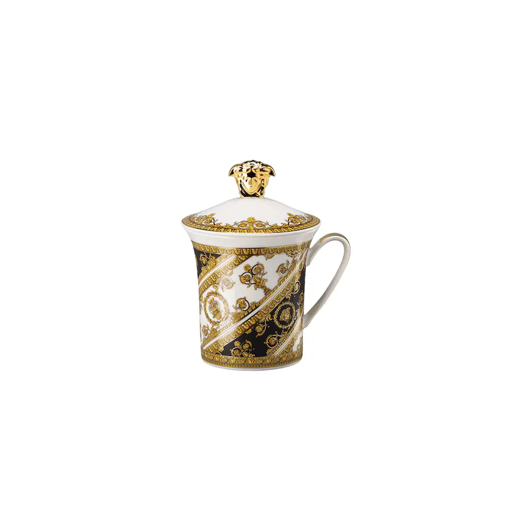 

Кружка с крышкой 30 Years Edition Barocco Mosaic Versace, белый/черный