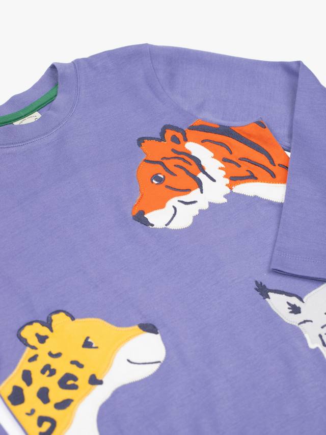 Детская хлопковая футболка с длинными рукавами и принтом Adventure Frugi, Grape/Big Cats — фото 2
