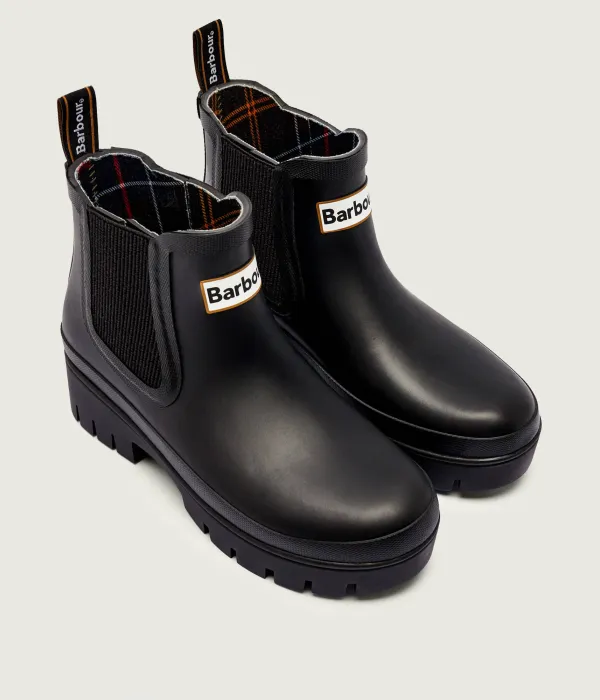 Женские резиновые ботинки Barbour Halton челси с логотипом, черный — фото 2