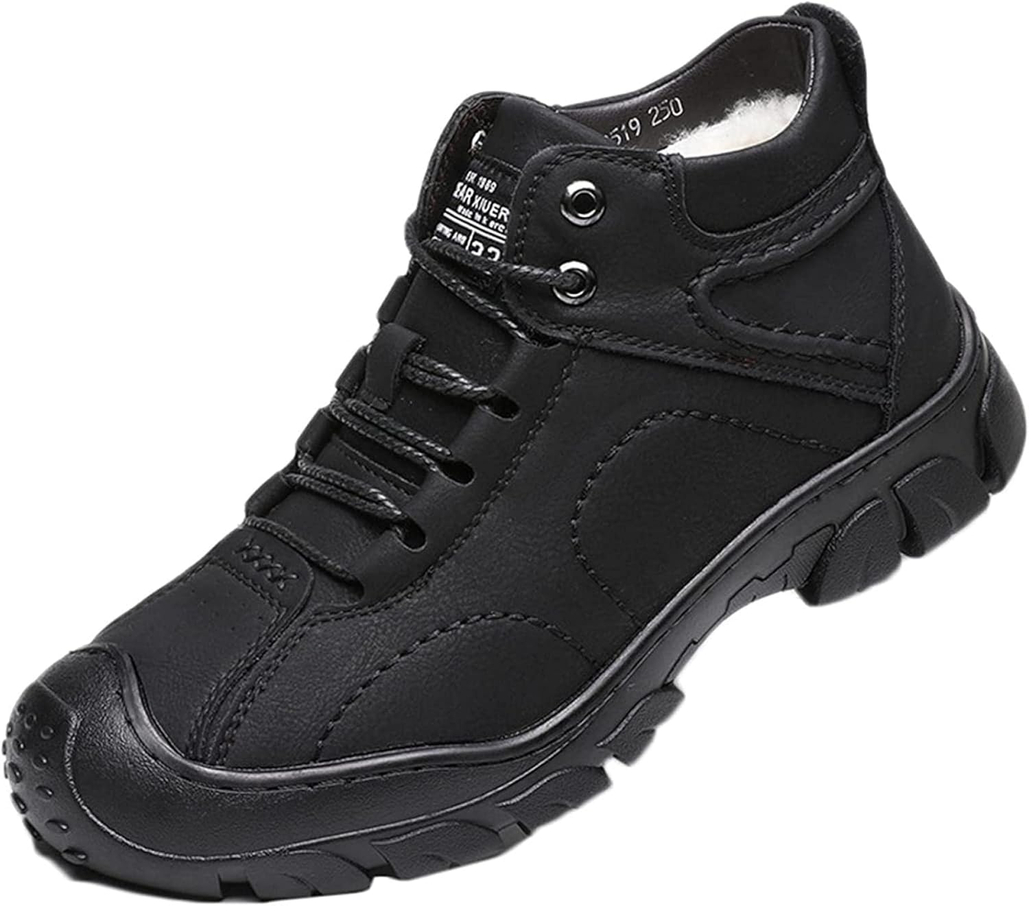 

Мужские зимние ботинки Yiozoi с защитой от ветра, для улицы и ходьбы, высокие на шнуровке, классические повседневные теплые плюшевые ботинки, черный