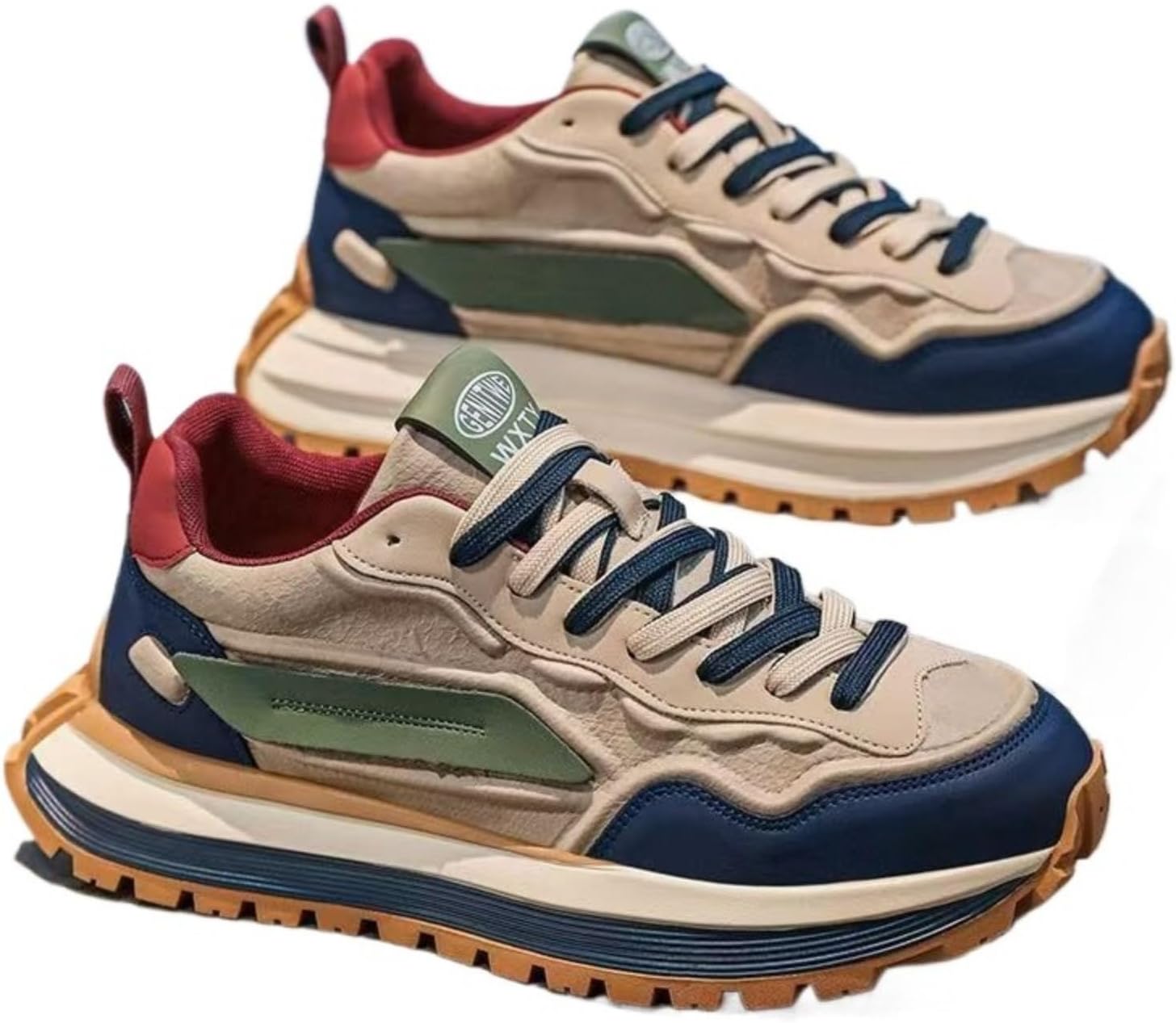 

Мужские кроссовки с массивной подошвой, ретро-стиль, платформенные для ходьбы, с дышащей сеткой, модные шнурки, спортивная обувь для повседневной носки Azttoztto, хаки