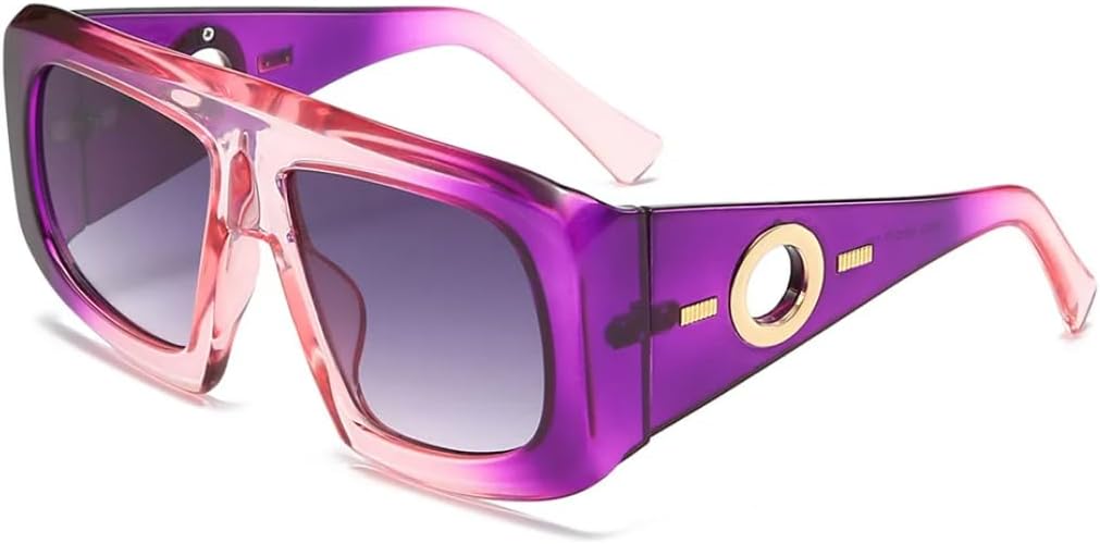 

Квадратные солнцезащитные очки для женщин и мужчин, для путешествий, с широкими дужками, солнцезащитные очки с защитой от УФ-излучения UV400, в стиле ретро, ​​класса люкс UATXTAU, Purple