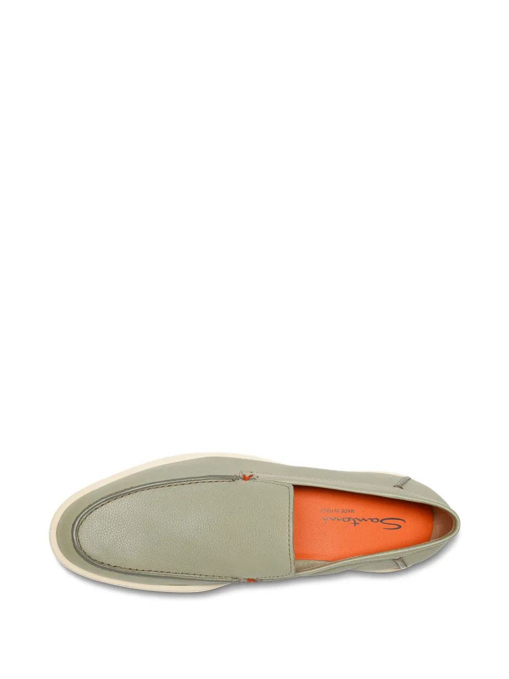 Лоферы из зернистой кожи Santoni, зеленый — фото 4