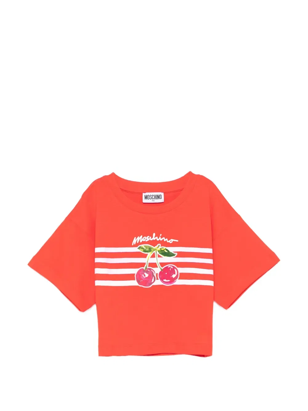 Футболка с вишневым принтом Moschino Kids, красный