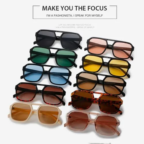 

Винтажные женские солнцезащитные очки 2027 года, модные, с двойным острием, конфетные цвета, зеркальные, градиентный чайный оттенок, один размер MTZJH, One Color