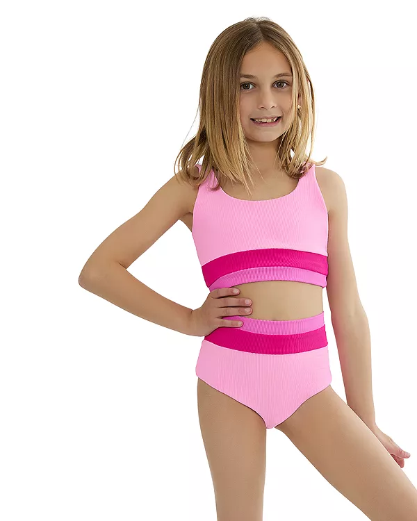Детский купальник Little Mackenzie Heidi из двух частей - для малышей и детей постарше Beach Riot, розовый — фото 2