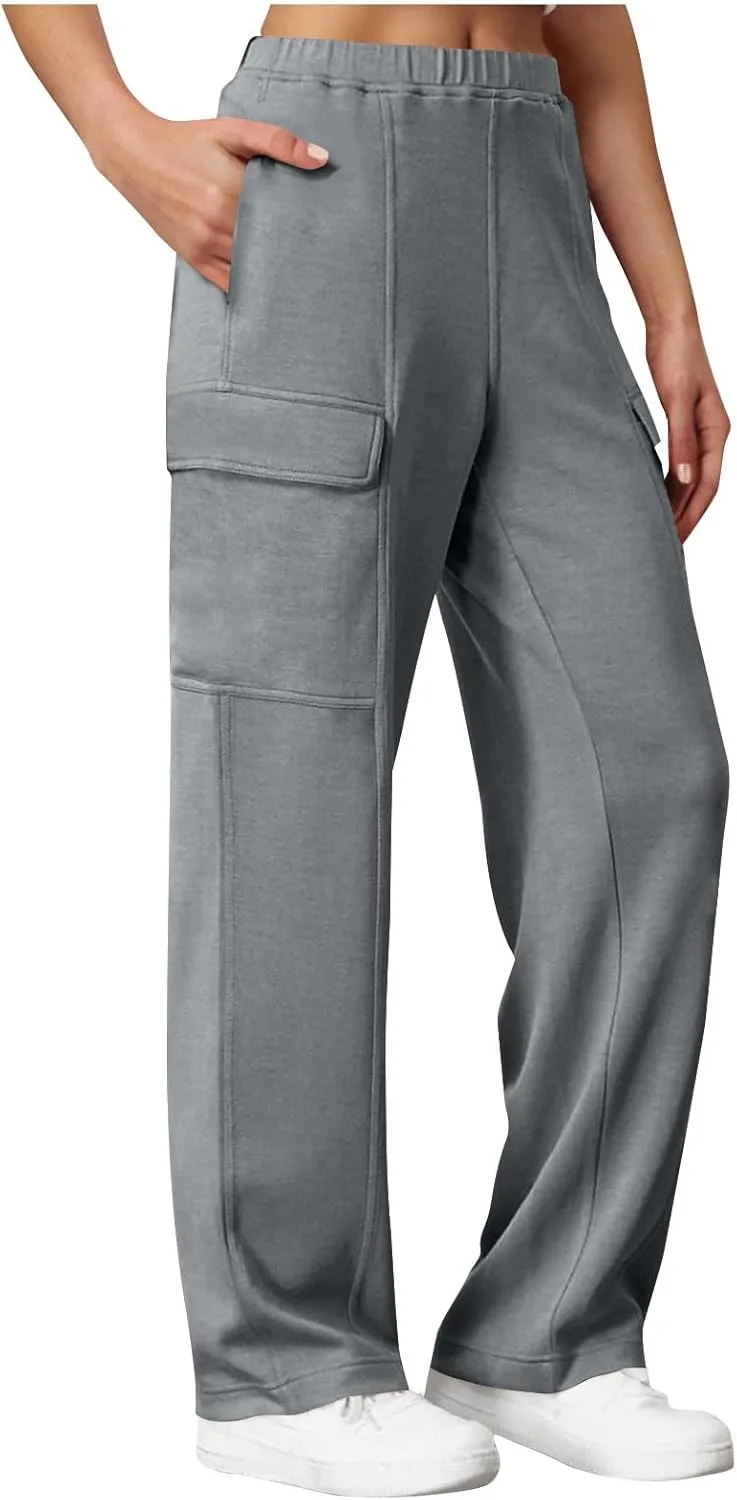 Женские карго брюки Slim Fit с эластичными манжетами Casual Streetwear в стиле джоггеров из легкой ткани Generic, серый — фото 2