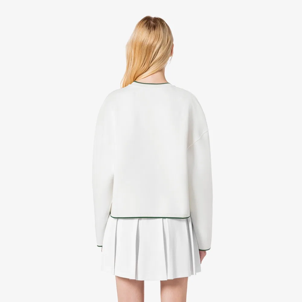 Свитшот женский Lacoste с круглым вырезом, белый/зеленый — фото 3