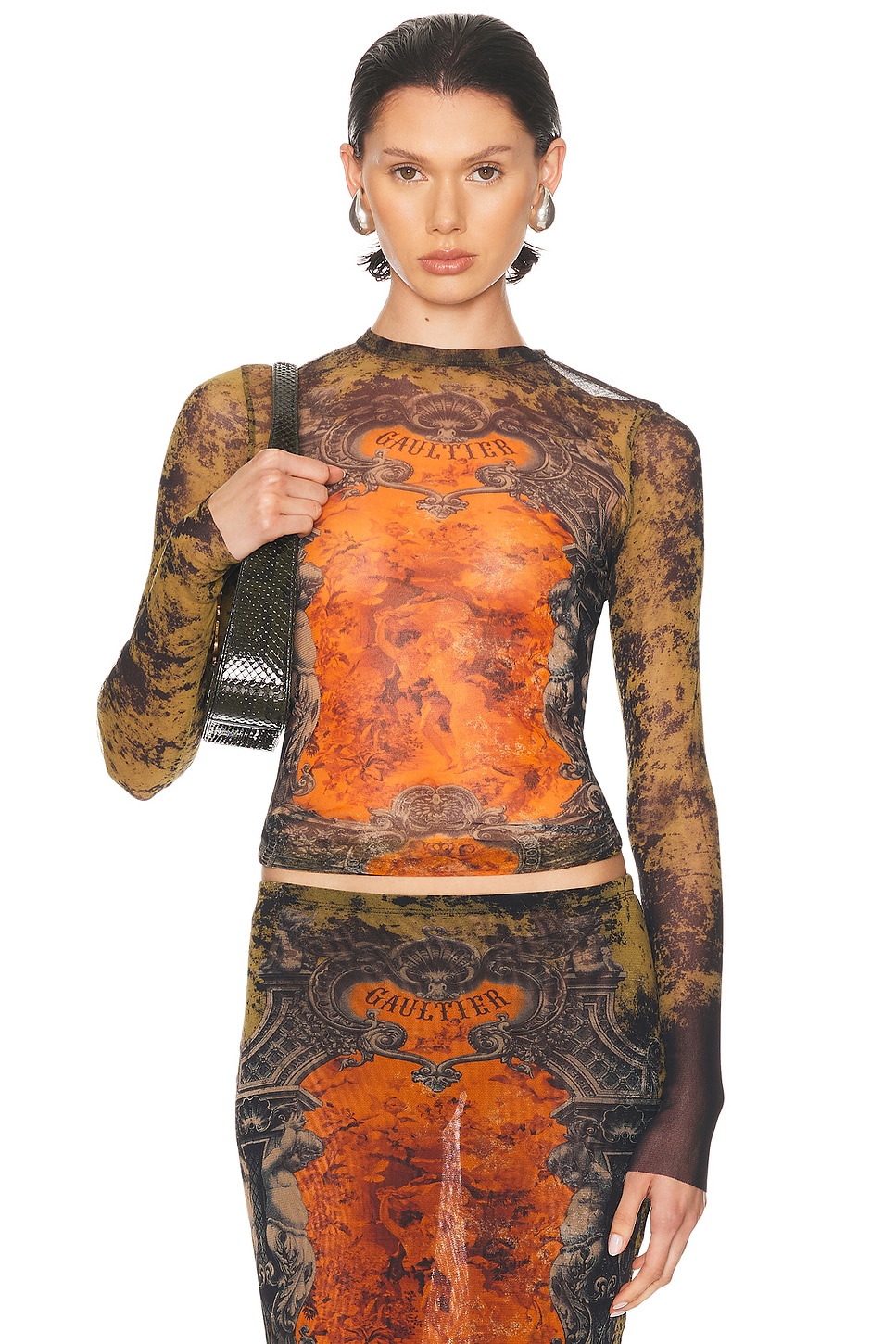 

Médaillon Лонгслив Топ Jean Paul Gaultier, Black, Khaki, & Orange