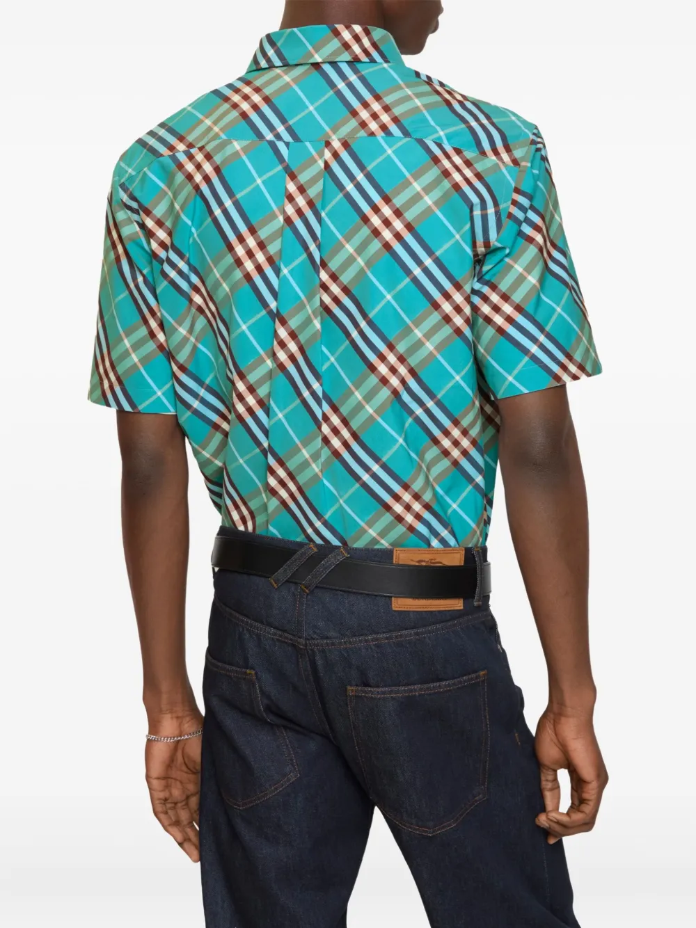 Рубашка Burberry с короткими рукавами в клетку, синий — фото 3