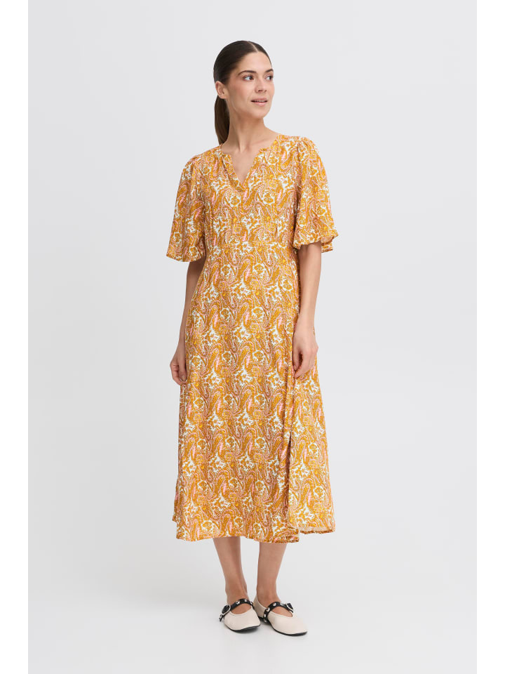 

Платье PZNELLY, классический крой, желтый, с принтом пейсли Pulz