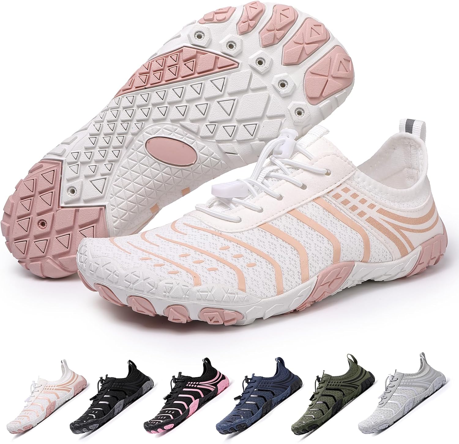 

Ботинки для походов для женщин и мужчин, унисекс водонепроницаемые босоножки, дышащие, противоскользящие походные туфли для занятий спортом, с широкой носочной частью, для походов, прогулок, бега, йоги и водных видов спорта Xianfengniao, розовый