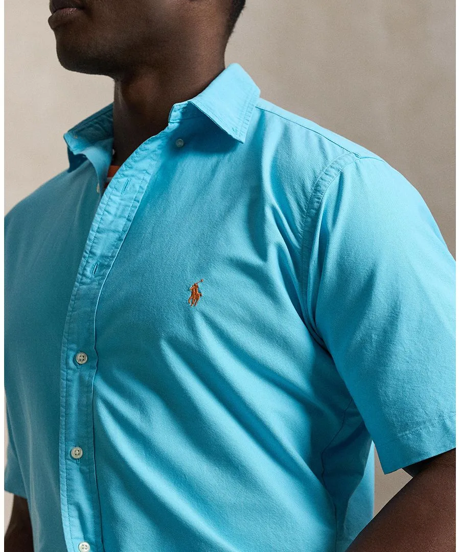 Мужская рубашка Оксфорд больших размеров Polo Ralph Lauren, Perfect Turquoise — фото 2