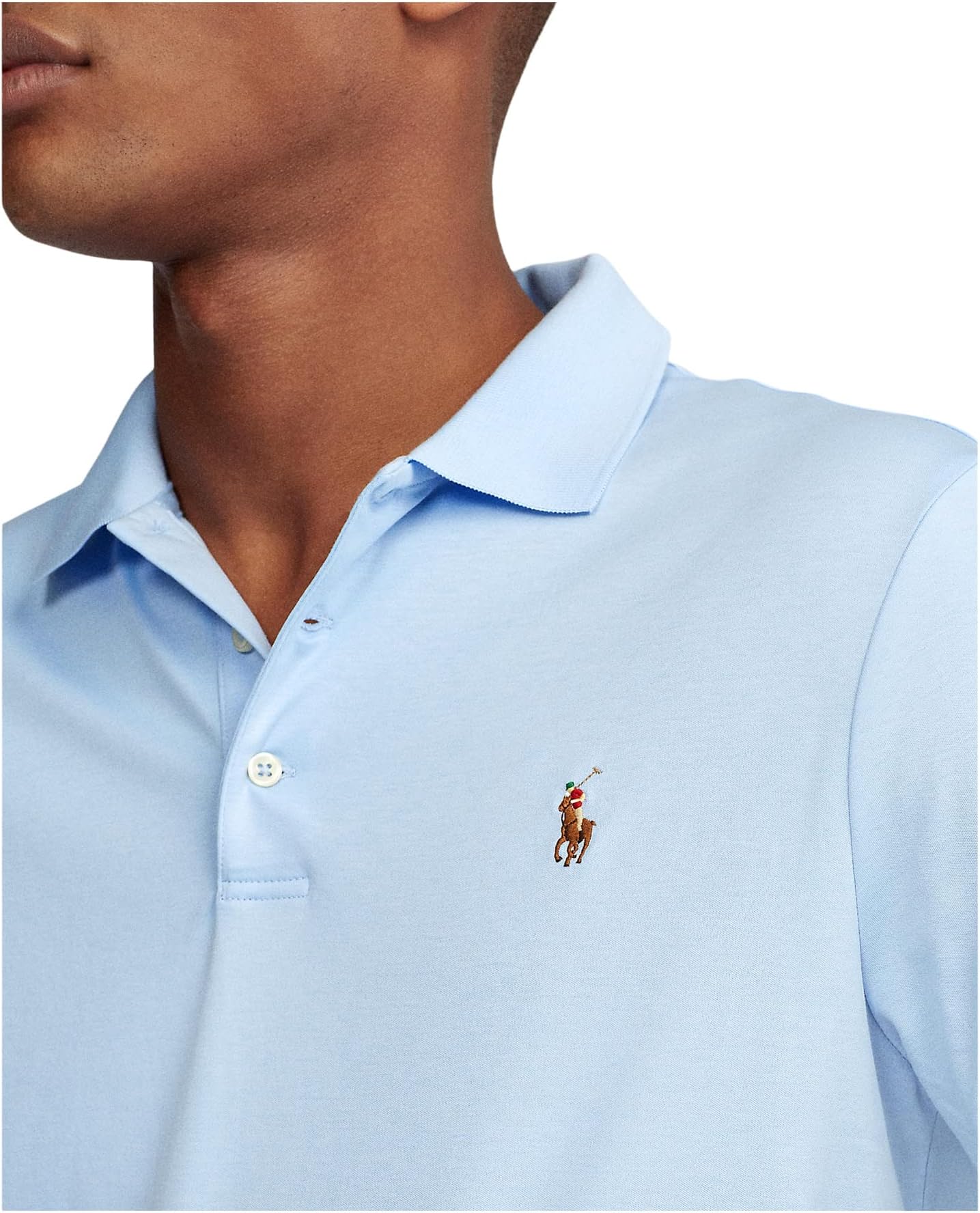 Поло Polo Ralph Lauren Classic Fit Soft Cotton Polo, цвет Office Blue — фото 3