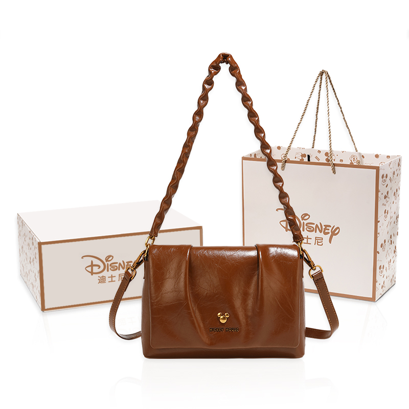 

Disney Микки Серия ПУ плиссированная маленькая квадратная сумка, Coffee+Exquisite Shopping Bag