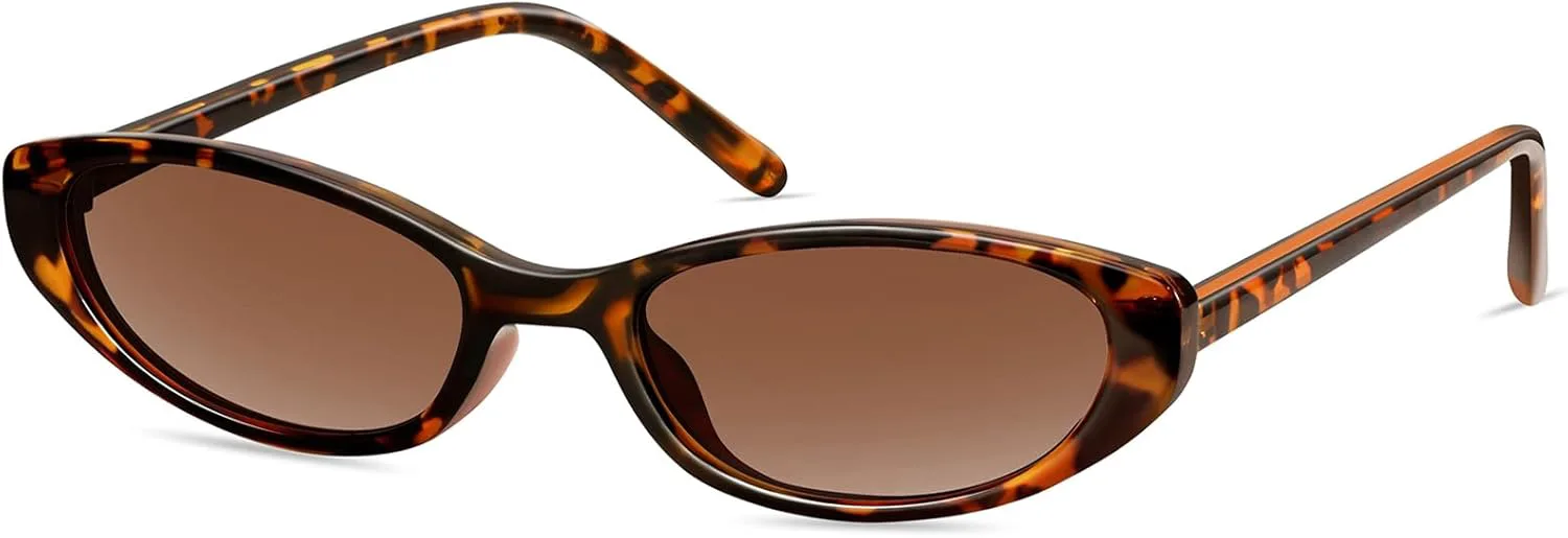 

Ретро-солнцезащитные очки «кошачий глаз» овальной формы для женщин, модные узкие маленькие овальные солнцезащитные очки в стиле 90-х YMRFW, Tortoise/Gradient Tea