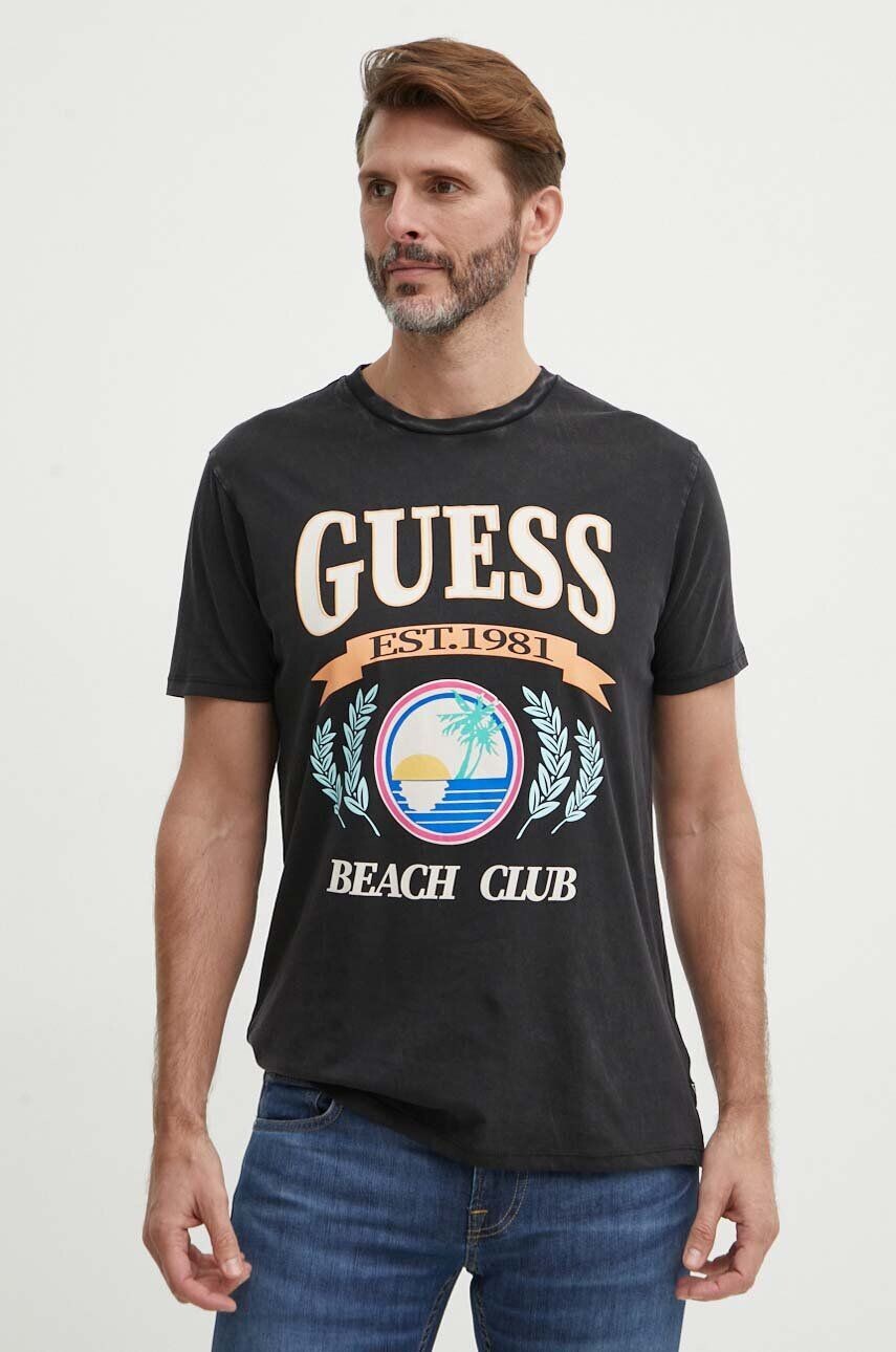 

Хлопковая футболка Guess, черный