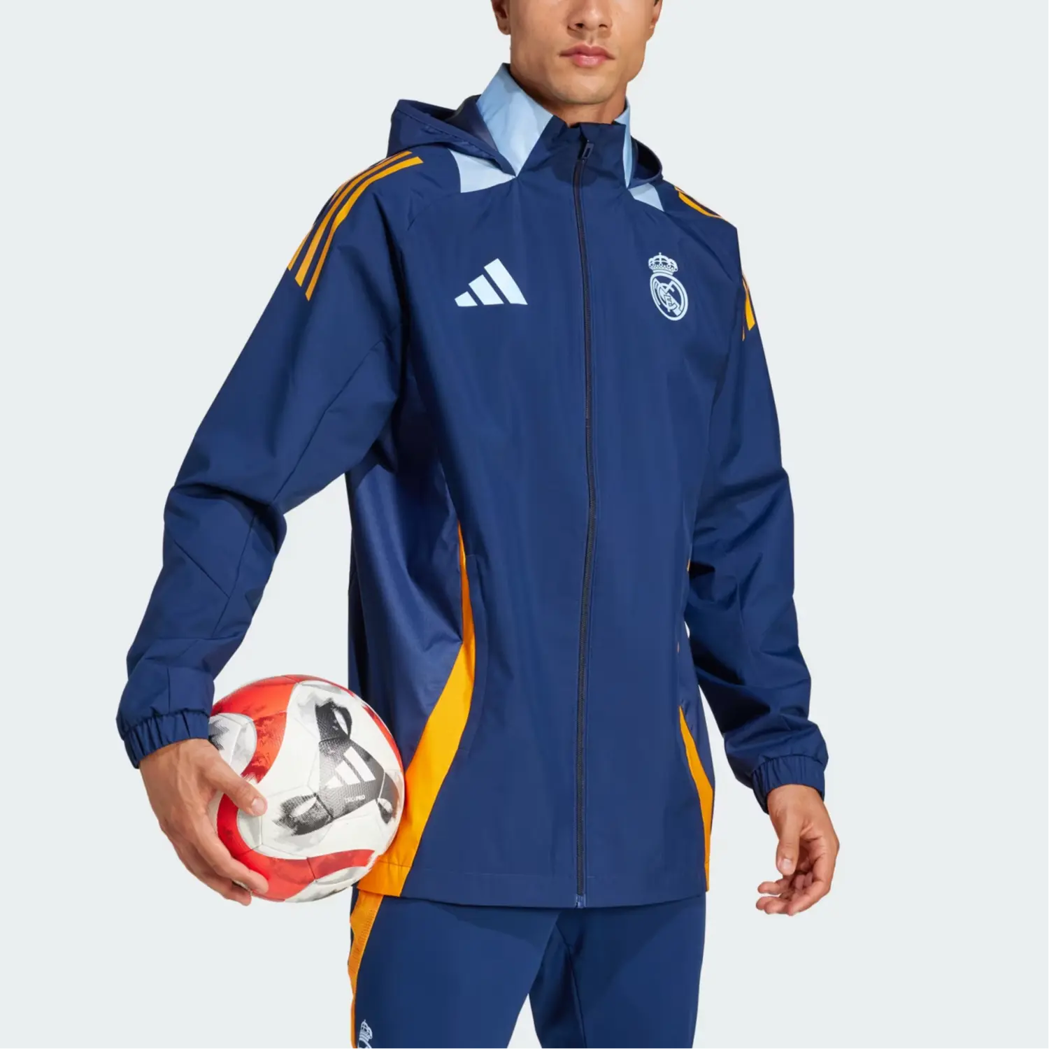 Куртка Реал Мадрид мужская Adidas, синий/оранжевый — фото 4