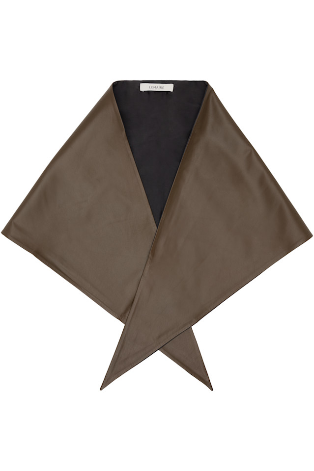 

Lemaire Большой кожаный треугольный шарф цвета хаки