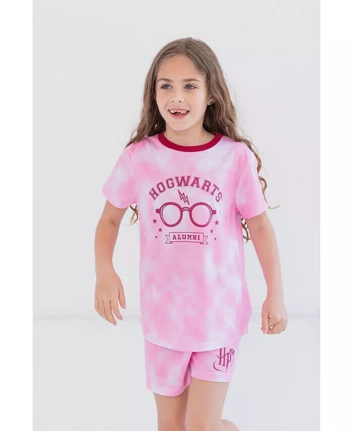 Пижамная рубашка и шорты для девочек, комплект для сна Tie Dye Pink Harry Potter, розовый — фото 3