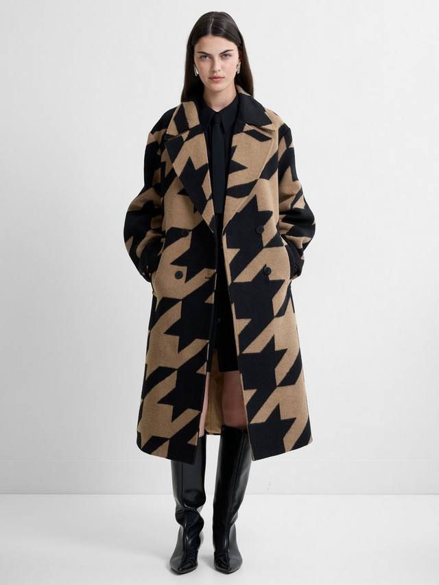 

Пальто Lucilla в клетку houndstooth French Connection, Black/Camel