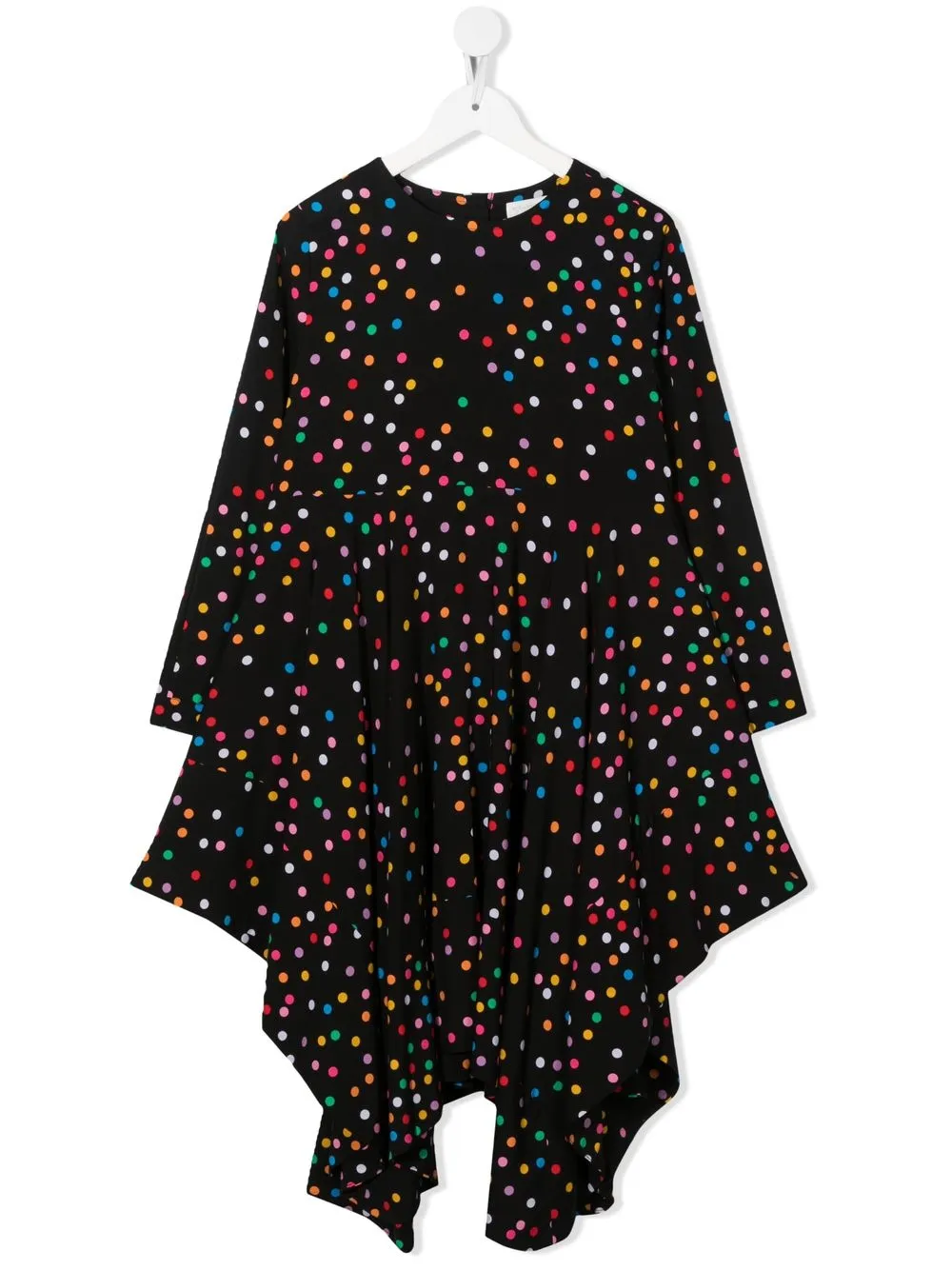

Платье с драпировкой и принтом в горох Stella McCartney Kids, черный