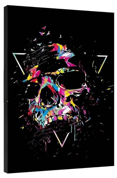 

Картина на холсте Hustling Sharks Colorful Skull, черный