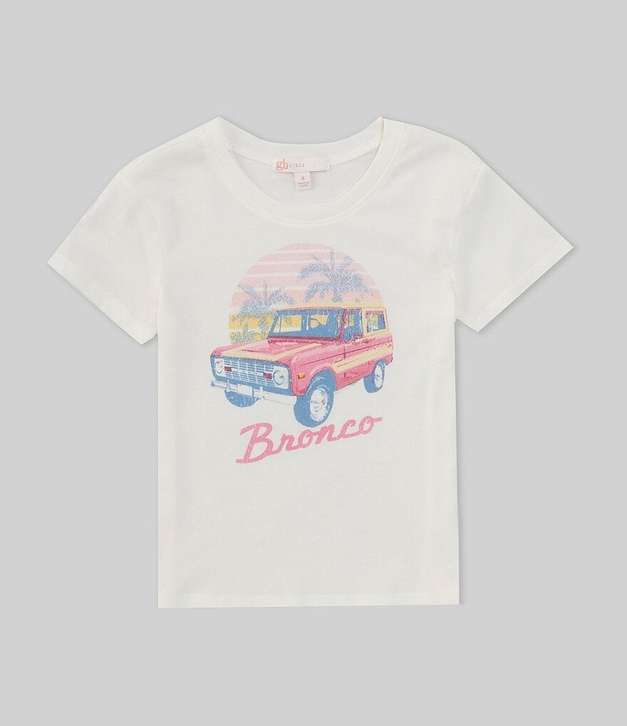 

Футболка большого размера с короткими рукавами и рисунком GB Little Girls 2T-6X Bronco, белый