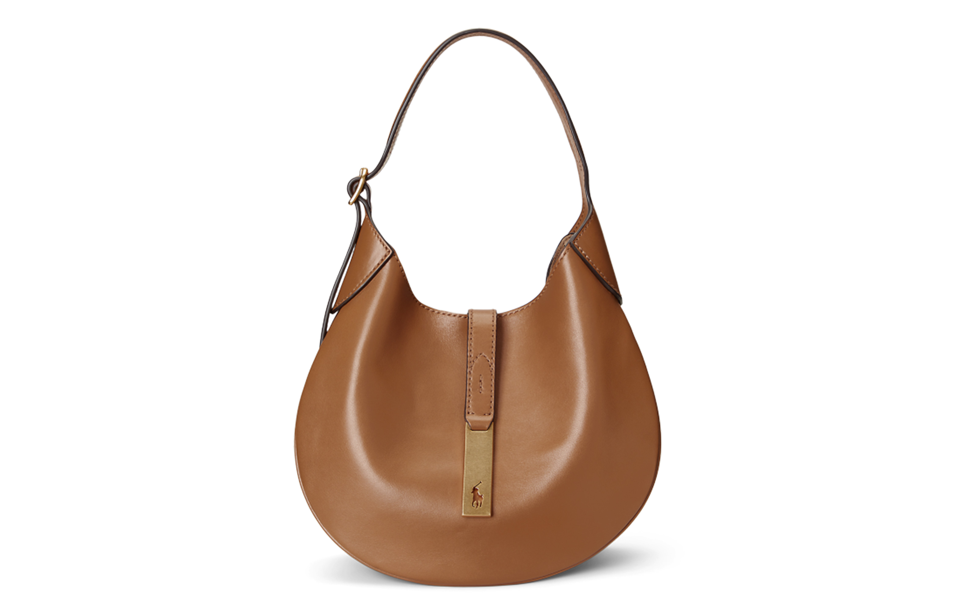

Polo Ralph Lauren Кожаная сумка через плечо маленькая женская светло-коричневая, Light Brown