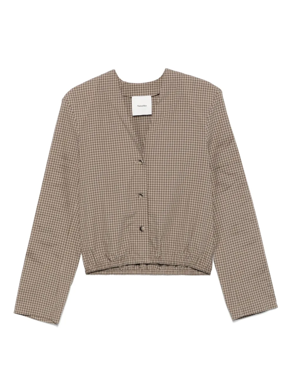 

Клетчатая рубашка с V-образным вырезом Nanushka, коричневый